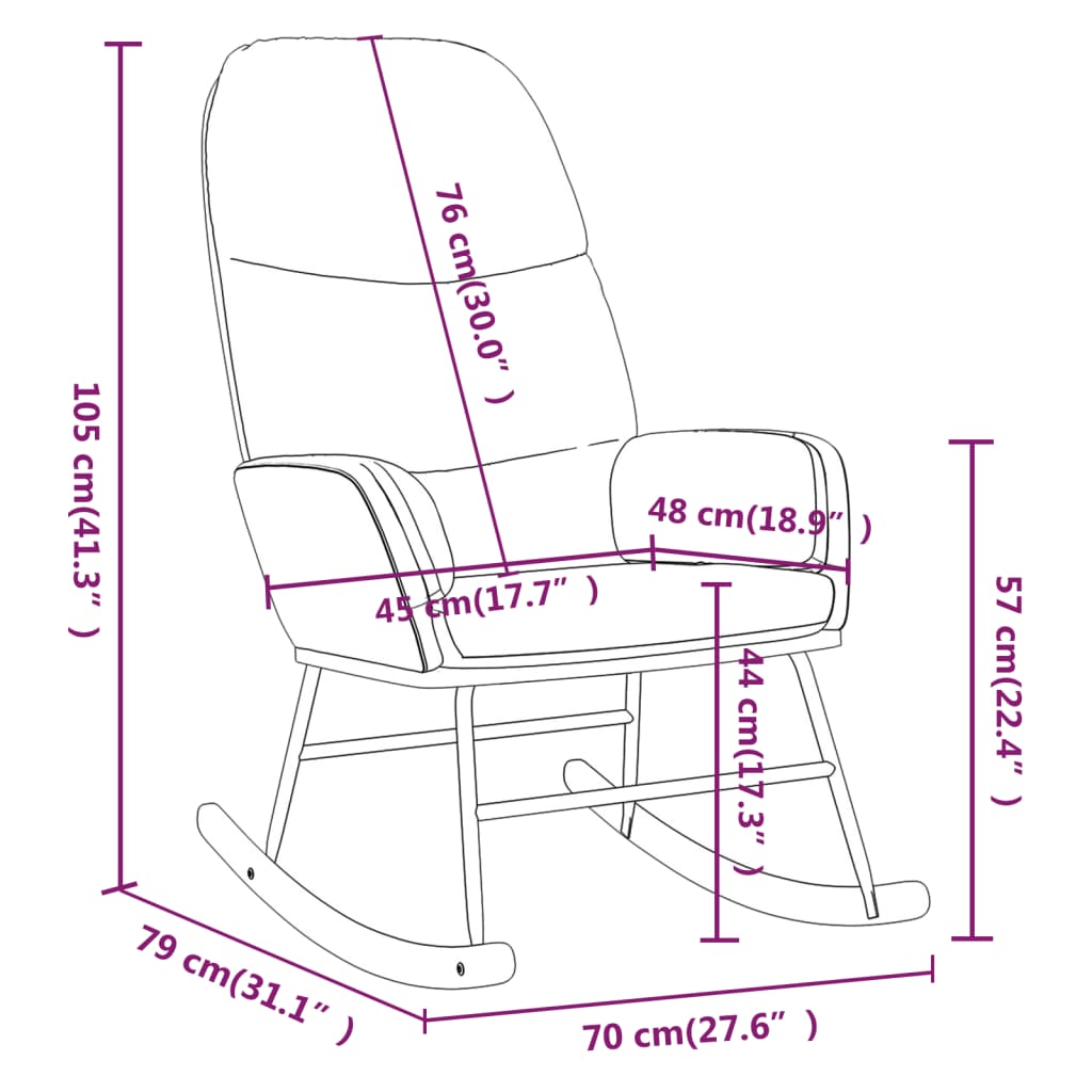 Rocking chair tissu blanc crème