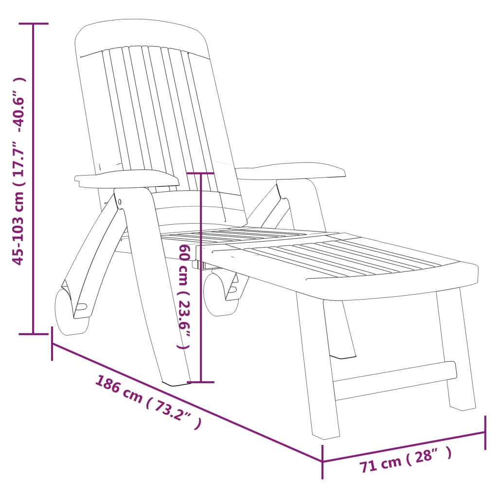 Sun lounger folding polypropylene green