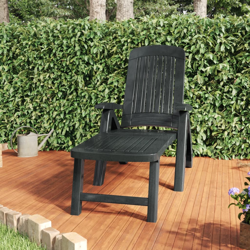Sun lounger folding polypropylene green