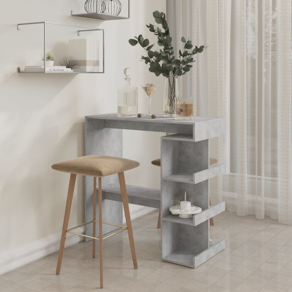 Bar table with shelf concrete gray 100x50x101.5 cm made of wood