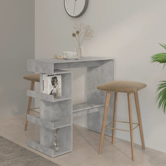 Bar table with shelf concrete gray 100x50x101.5 cm made of wood