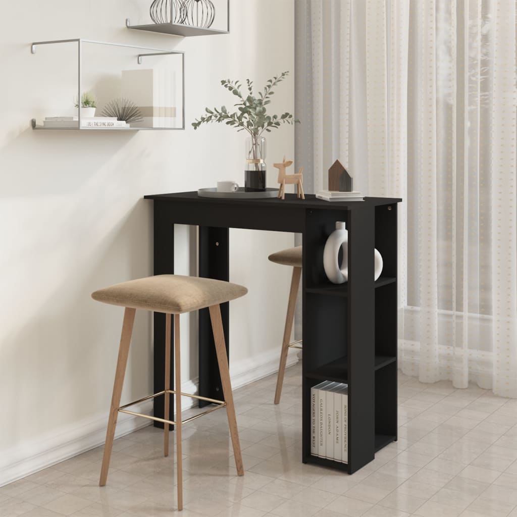 Bar table with shelf black 102x50x103.5 cm made of wood