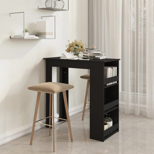 Bar table with shelf black 102x50x103.5 cm made of wood material
