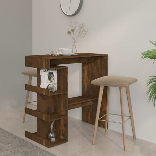 Bar table with shelf smoked oak 100x50x101.5 cm wood material
