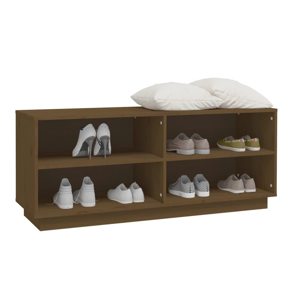 Shoe rack honey brown 110x34x45 cm solid pine wood