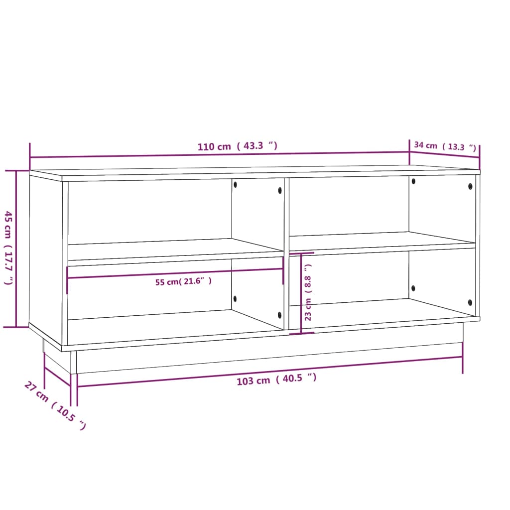 Shoe rack honey brown 110x34x45 cm solid pine wood