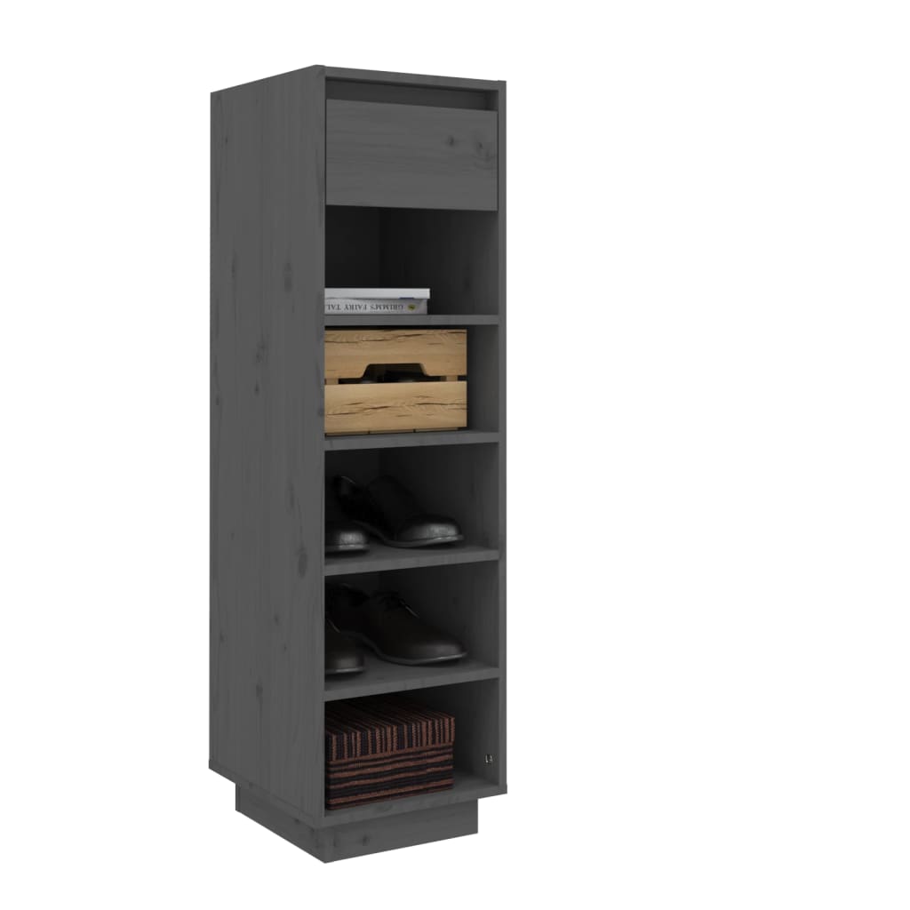 Shoe rack gray 30x34x105 cm solid pine wood