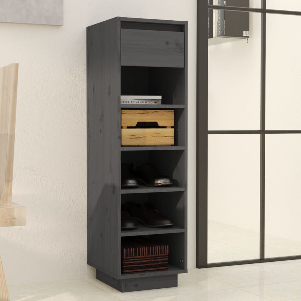 Shoe rack gray 30x34x105 cm solid pine wood