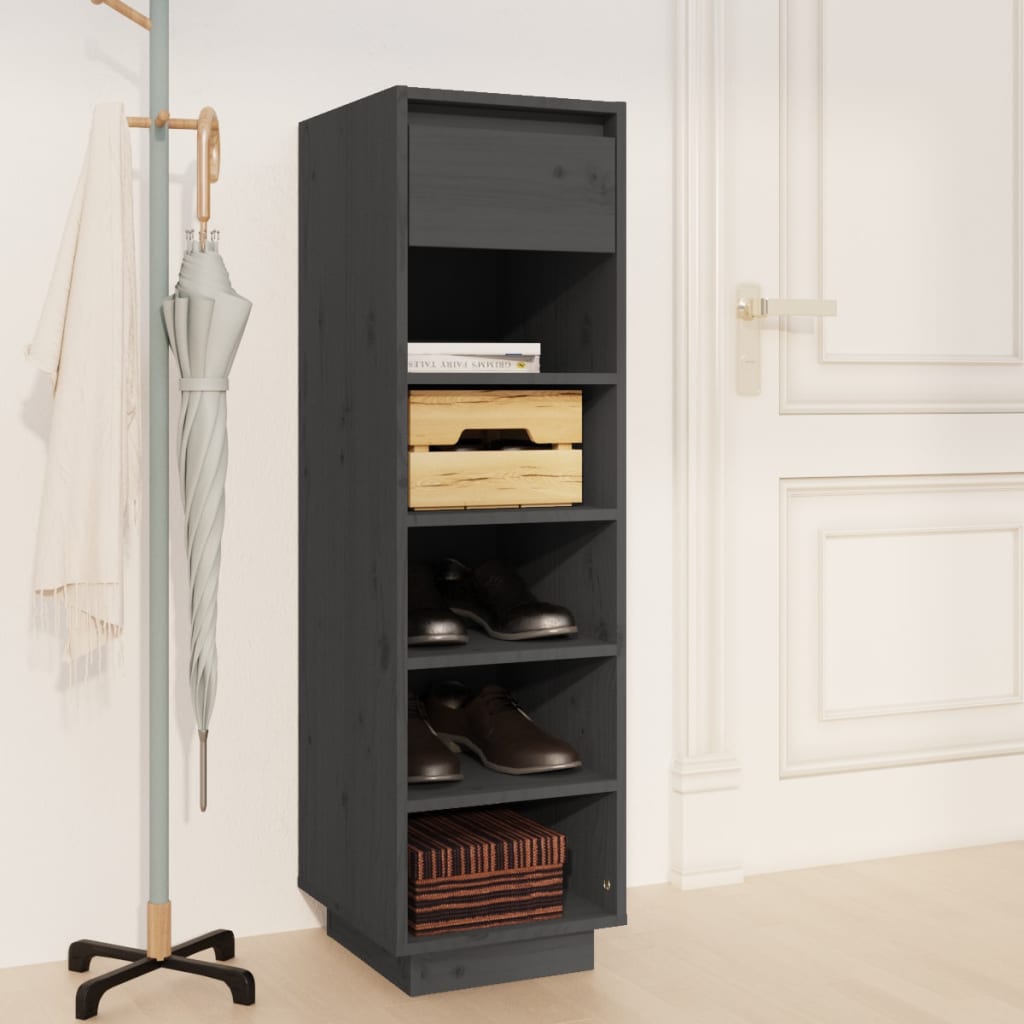Shoe rack gray 30x34x105 cm solid pine wood