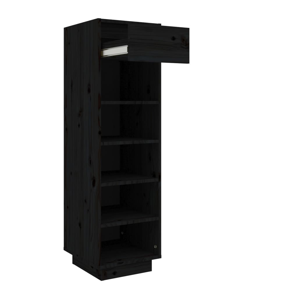 Étagère à chaussures noir 34x30x105 cm en bois de pin massif