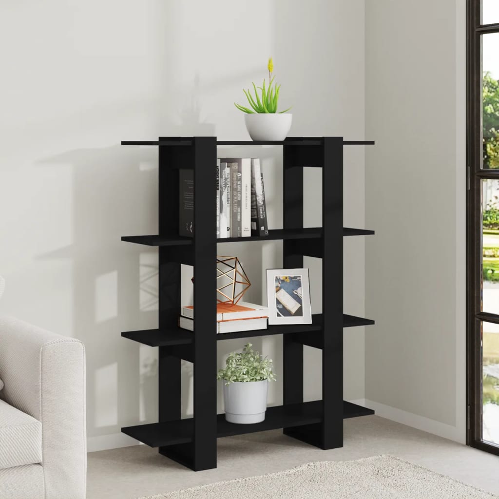 Bookcase/room divider black 100x30x123.5 cm
