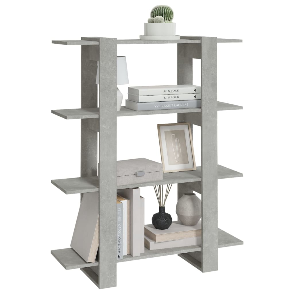 Bibliothèque/séparateur de pièce gris béton 100x30x123,5 cm