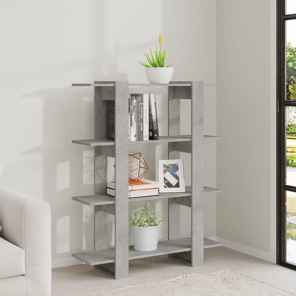 Bibliothèque/séparateur de pièce gris béton 100x30x123,5 cm