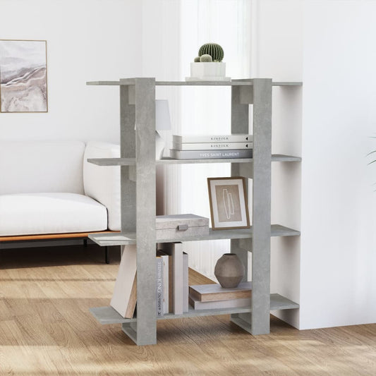 Bibliothèque/séparateur de pièce gris béton 100x30x123,5 cm