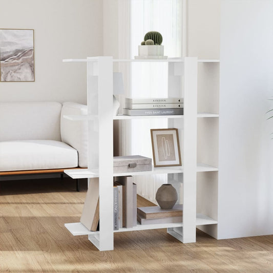 Bibliothèque/séparateur de pièce blanc brillant 100x30x123,5 cm