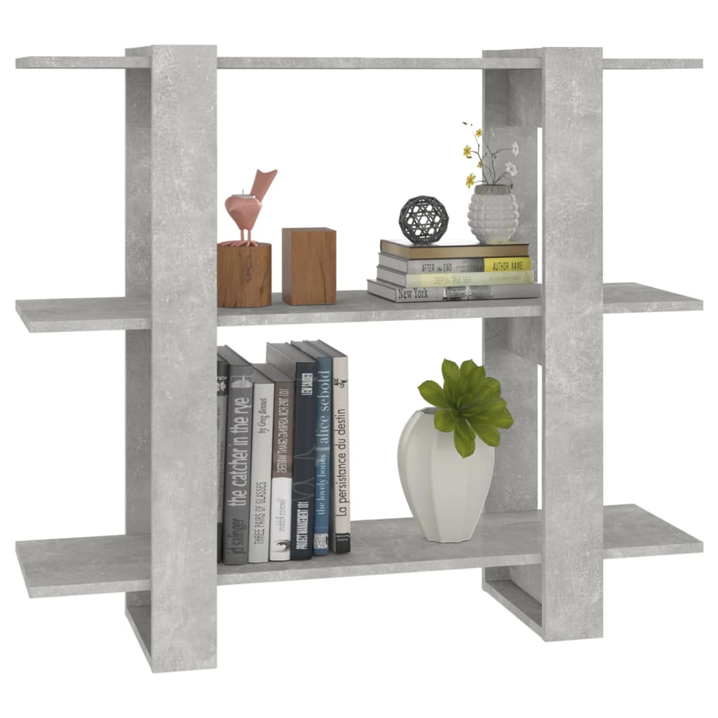 Bibliothèque/séparateur de pièce gris béton 100x30x87 cm