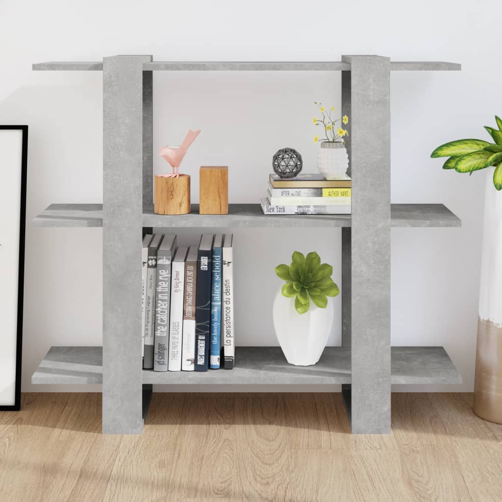 Bibliothèque/séparateur de pièce gris béton 100x30x87 cm