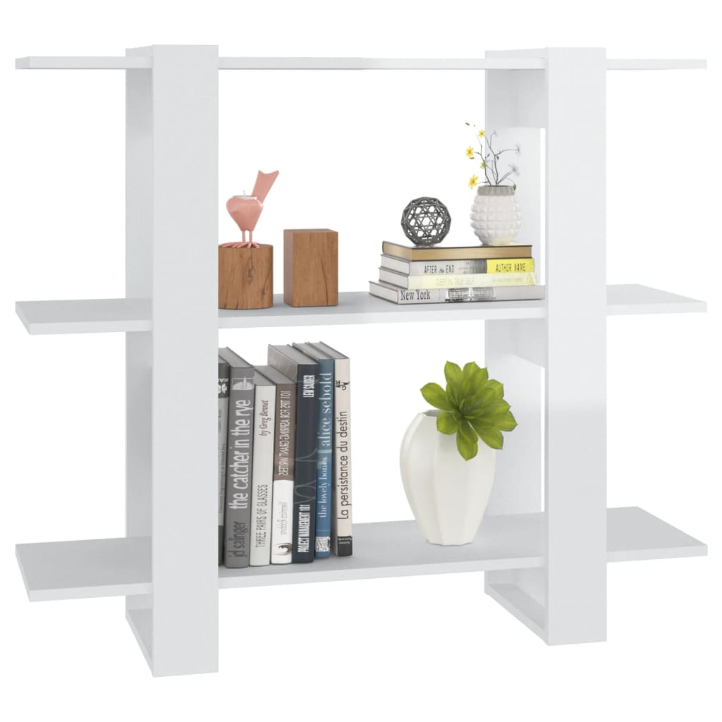 Bibliothèque/séparateur de pièce blanc brillant 100x30x87 cm