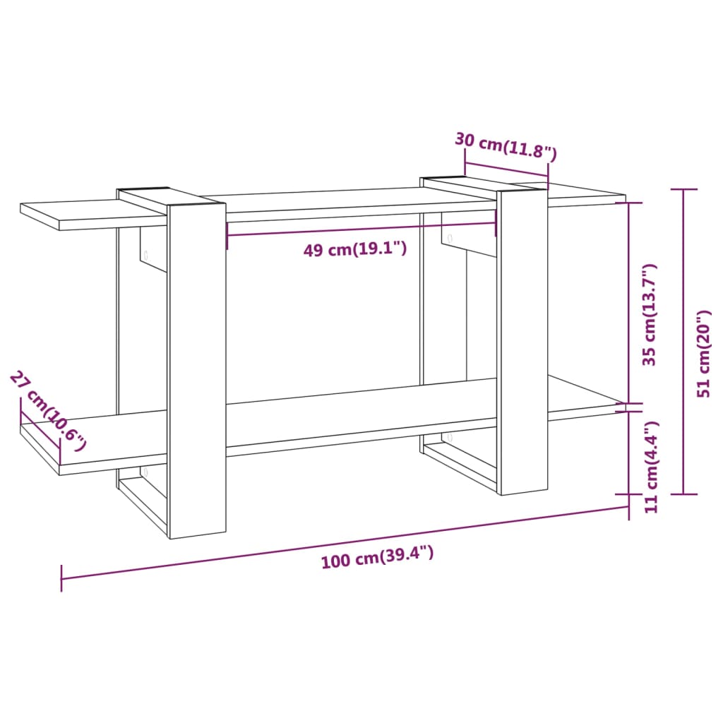 Bookcase black 100x30x51 cm wood material