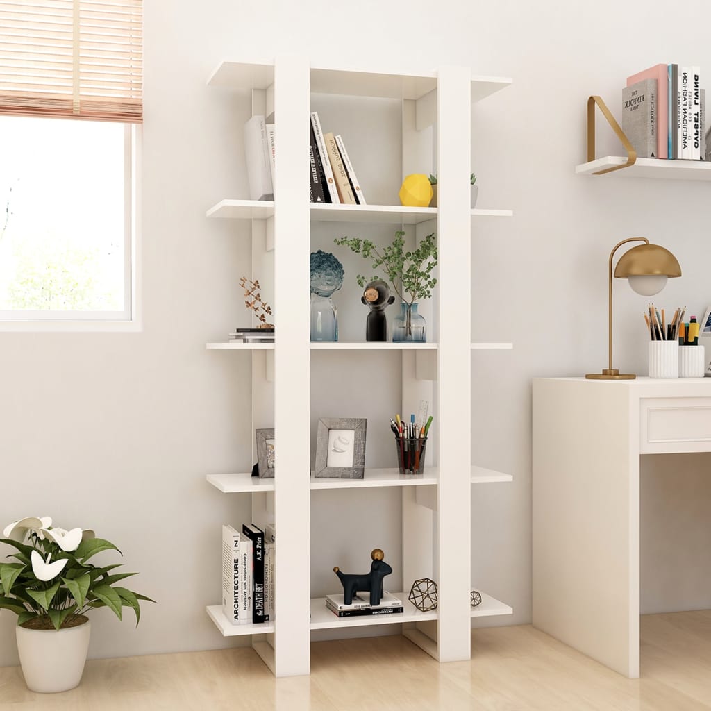 Bibliothèque/séparateur de pièce blanc 80x30x160 cm en bois
