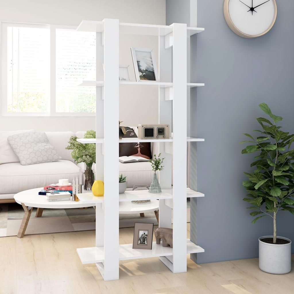 Bibliothèque/séparateur de pièce blanc 80x30x160 cm en bois