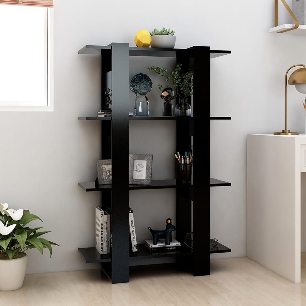 Bibliothèque/séparateur de pièce noir 80x30x123,5 cm