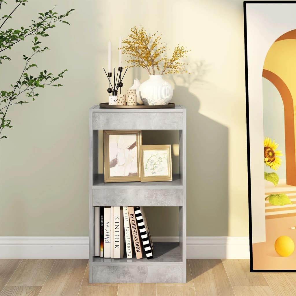 Bibliothèque/séparateur de pièce gris béton 40x30x72 cm