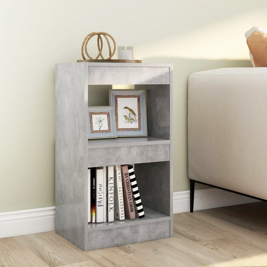 Bibliothèque/séparateur de pièce gris béton 40x30x72 cm