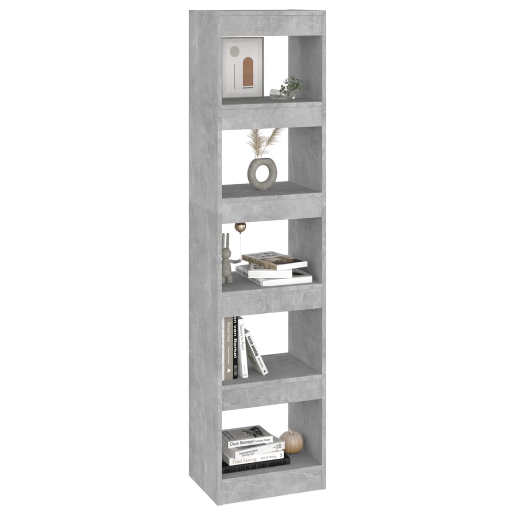 Bibliothèque/séparateur de pièce gris béton 40x30x166 cm