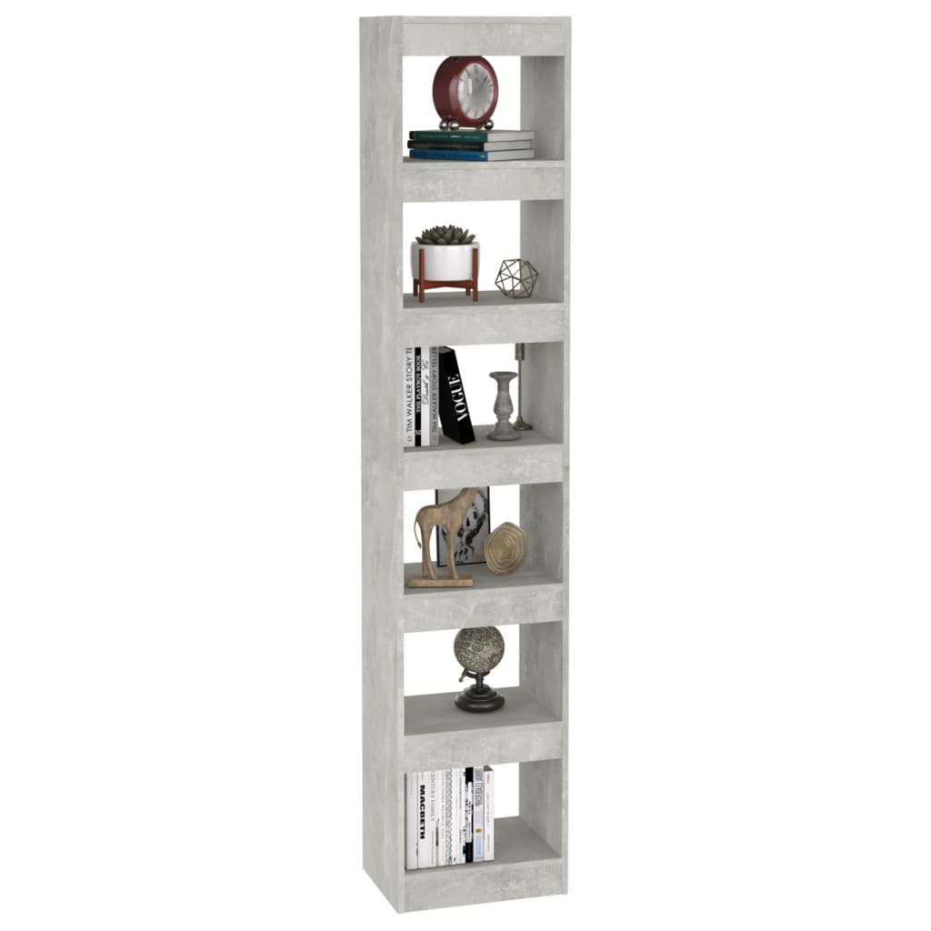 Bibliothèque/séparateur de pièce gris béton 40x30x198 cm