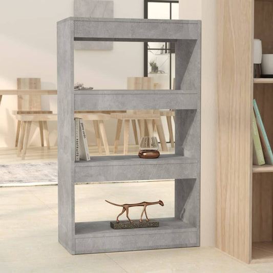 Bibliothèque/séparateur de pièce gris béton 60x30x103 cm matériau bois