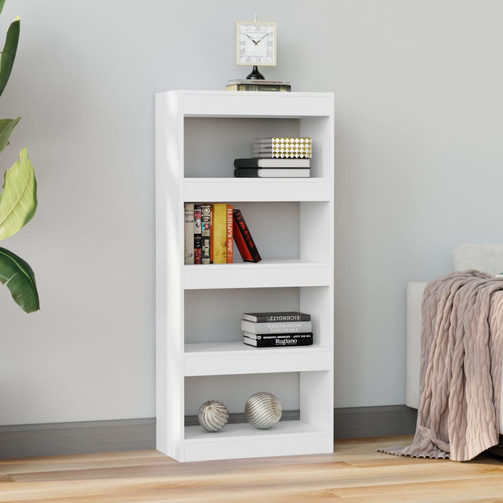 Bookcase/room divider white 60x30x135 cm made of wood