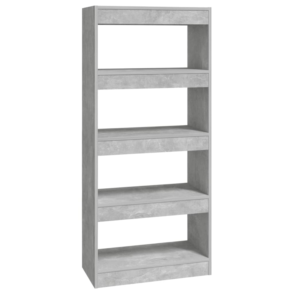 Bibliothèque/séparateur de pièce gris béton 60x30x135 cm matériau bois