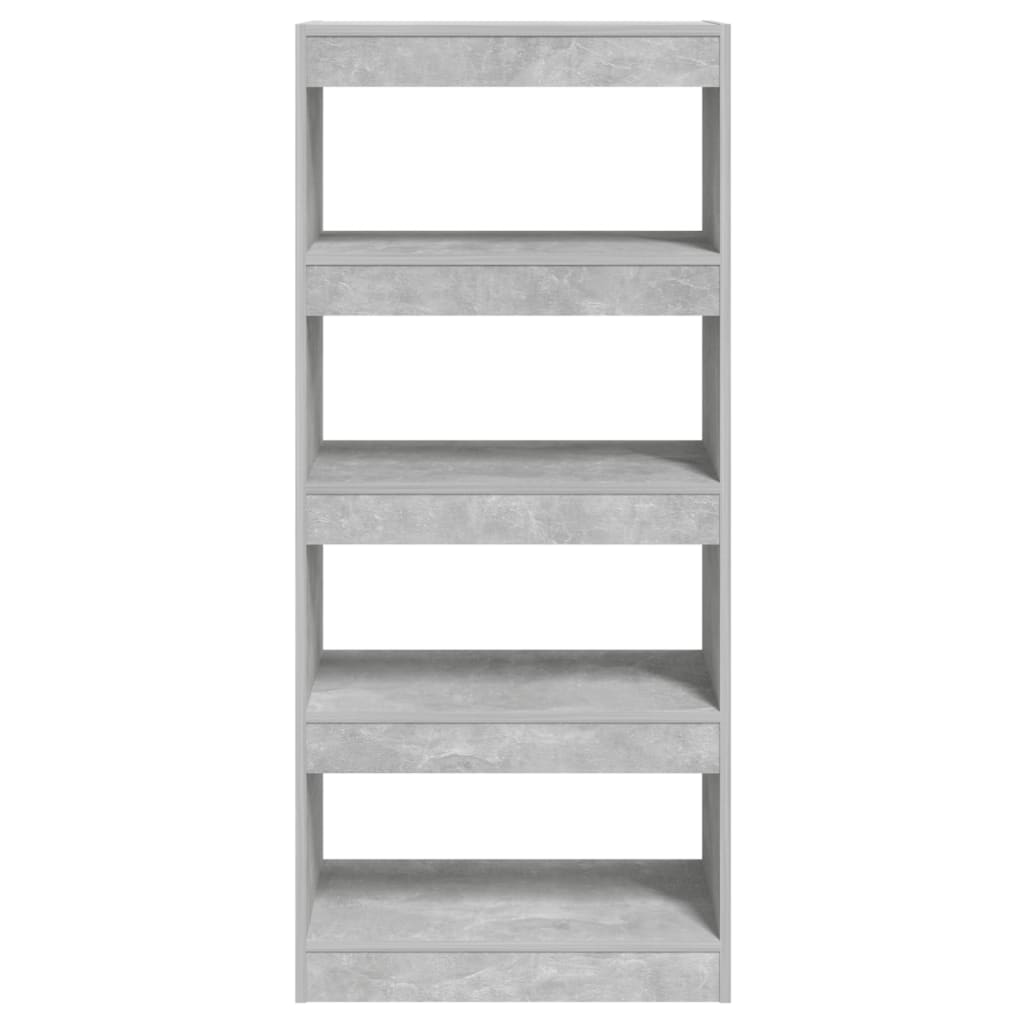 Bibliothèque/séparateur de pièce gris béton 60x30x135 cm matériau bois