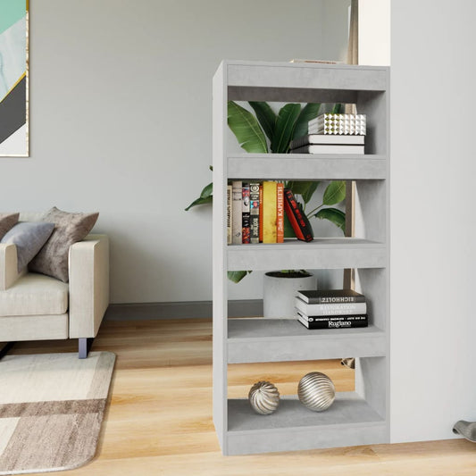 Bibliothèque/séparateur de pièce gris béton 60x30x135 cm matériau bois