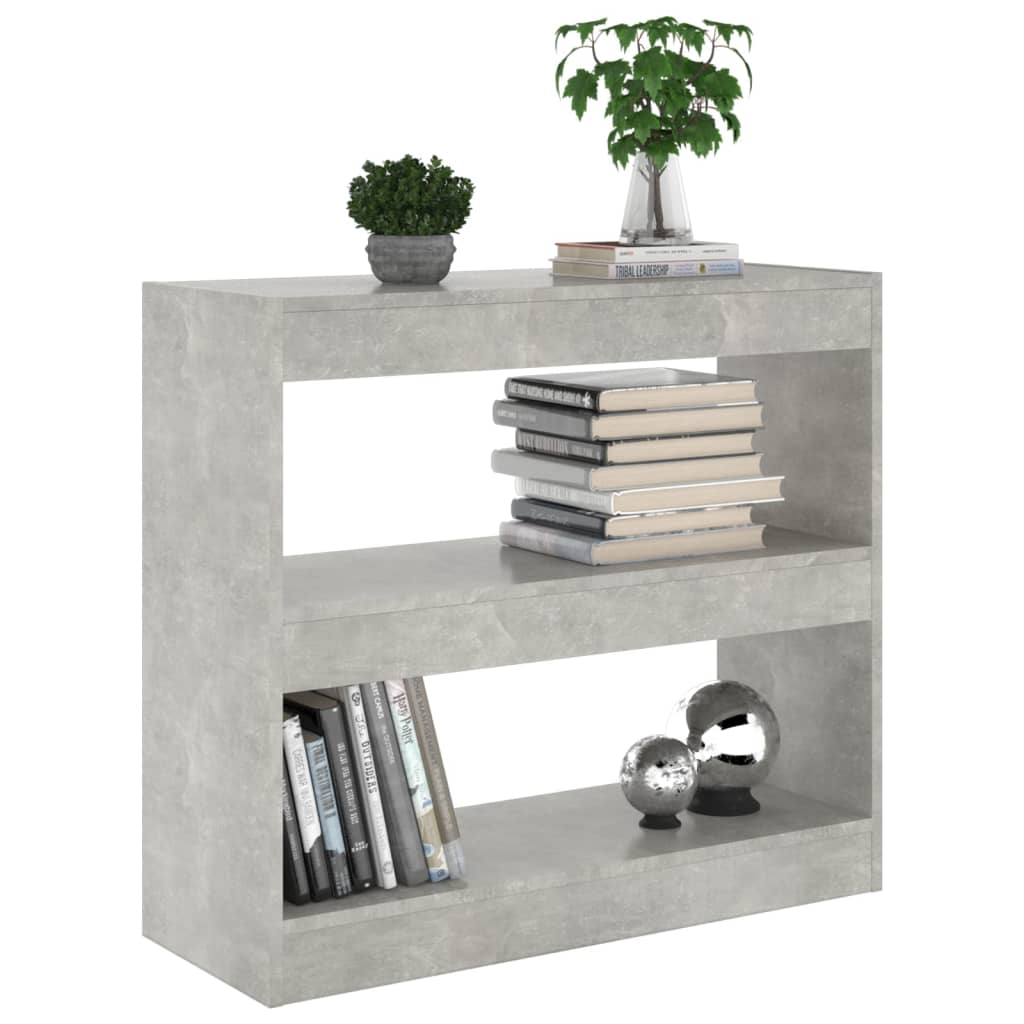 Bibliothèque/séparateur de pièce gris béton 80x30x72 cm