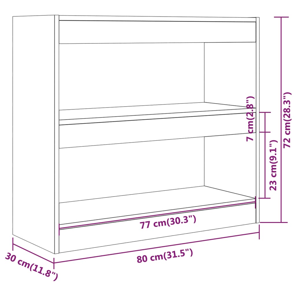 Bibliothèque/séparateur de pièce gris béton 80x30x72 cm