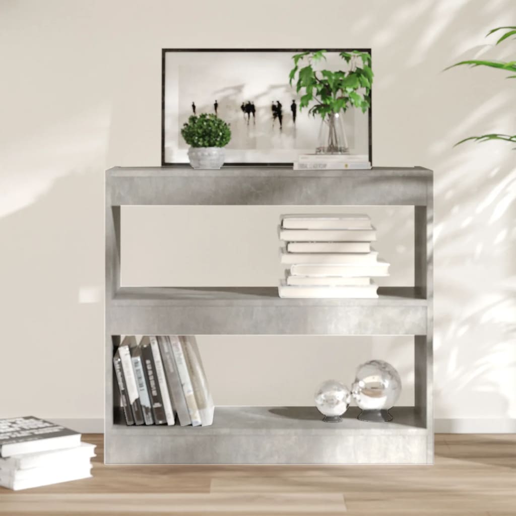 Bibliothèque/séparateur de pièce gris béton 80x30x72 cm