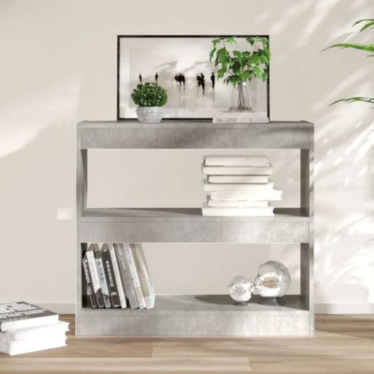 Bibliothèque/séparateur de pièce gris béton 80x30x72 cm