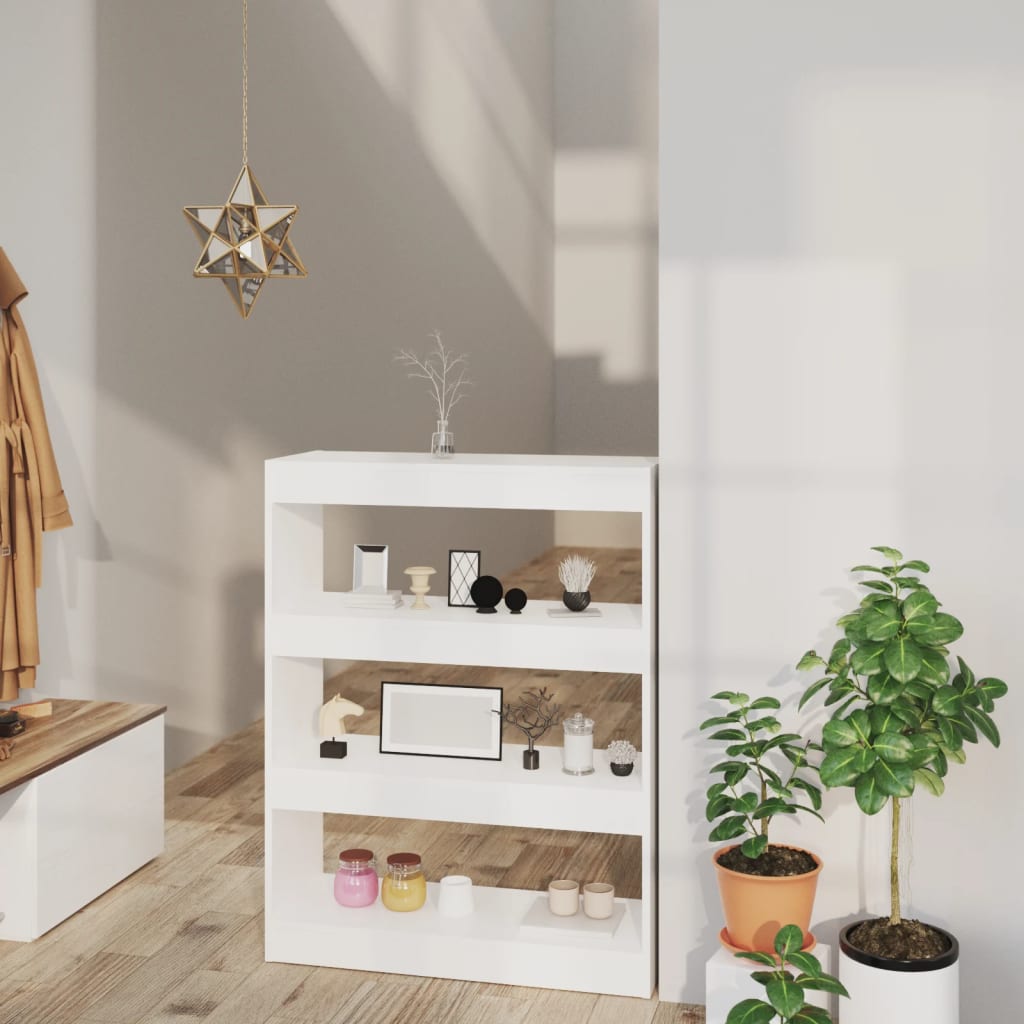 Bookcase/room divider white 80x30x103 cm wood material