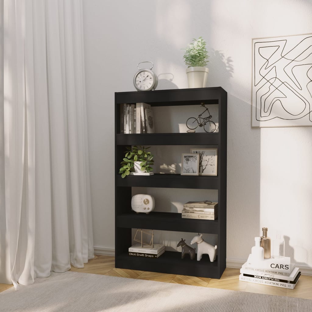 Bibliothèque/séparateur de pièce noir 80x30x135 cm matériau bois
