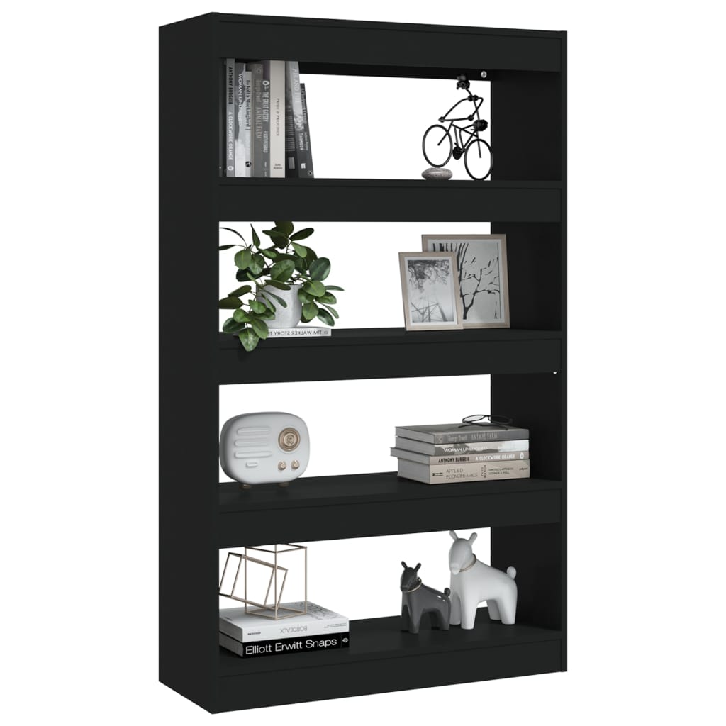 Bibliothèque/séparateur de pièce noir 80x30x135 cm matériau bois