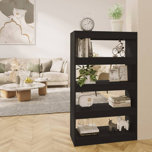 Bibliothèque/séparateur de pièce noir 80x30x135 cm matériau bois