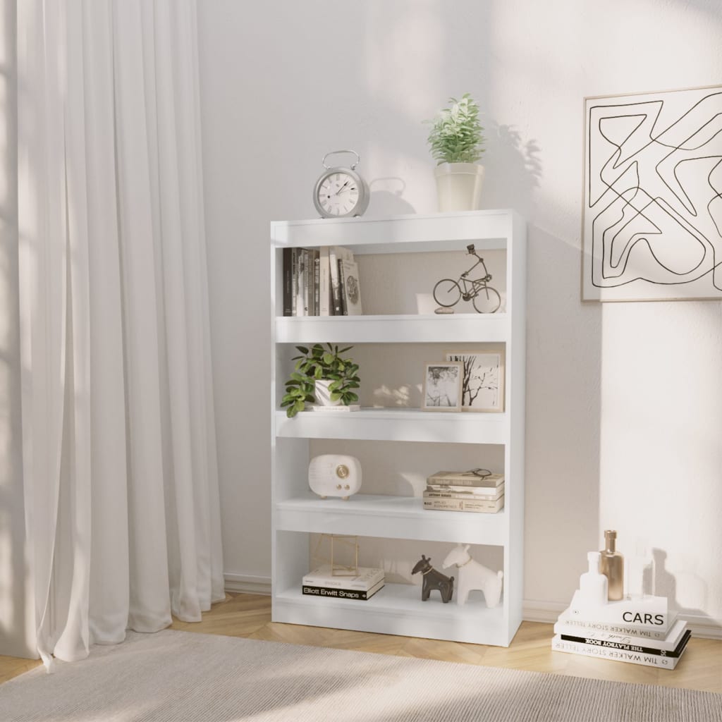 Bibliothèque/séparateur de pièce blanc brillant 80x30x135cm en bois