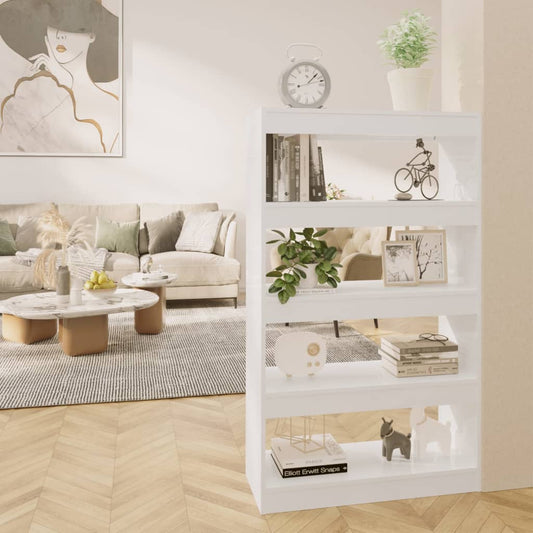 Bibliothèque/séparateur de pièce blanc brillant 80x30x135cm en bois