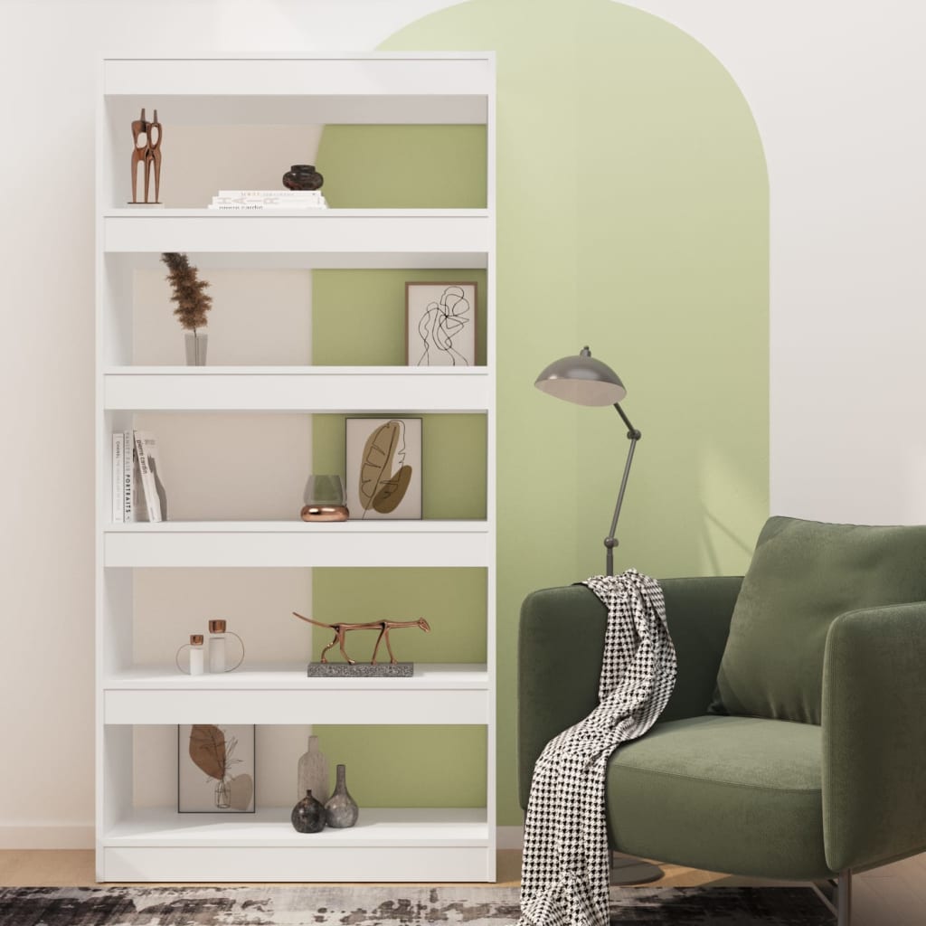Bookcase/room divider white 80x30x166 cm wood material