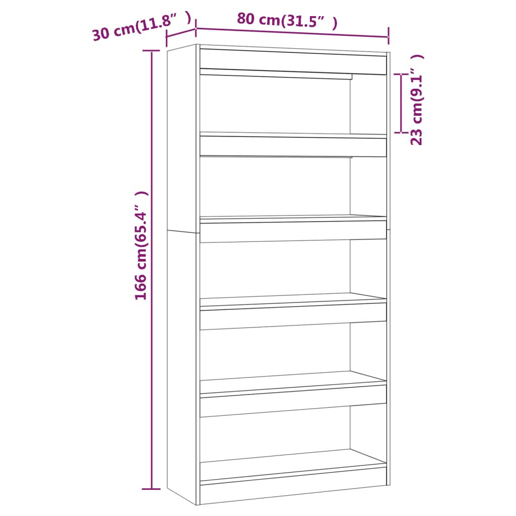 Bookcase/room divider white 80x30x166 cm wood material