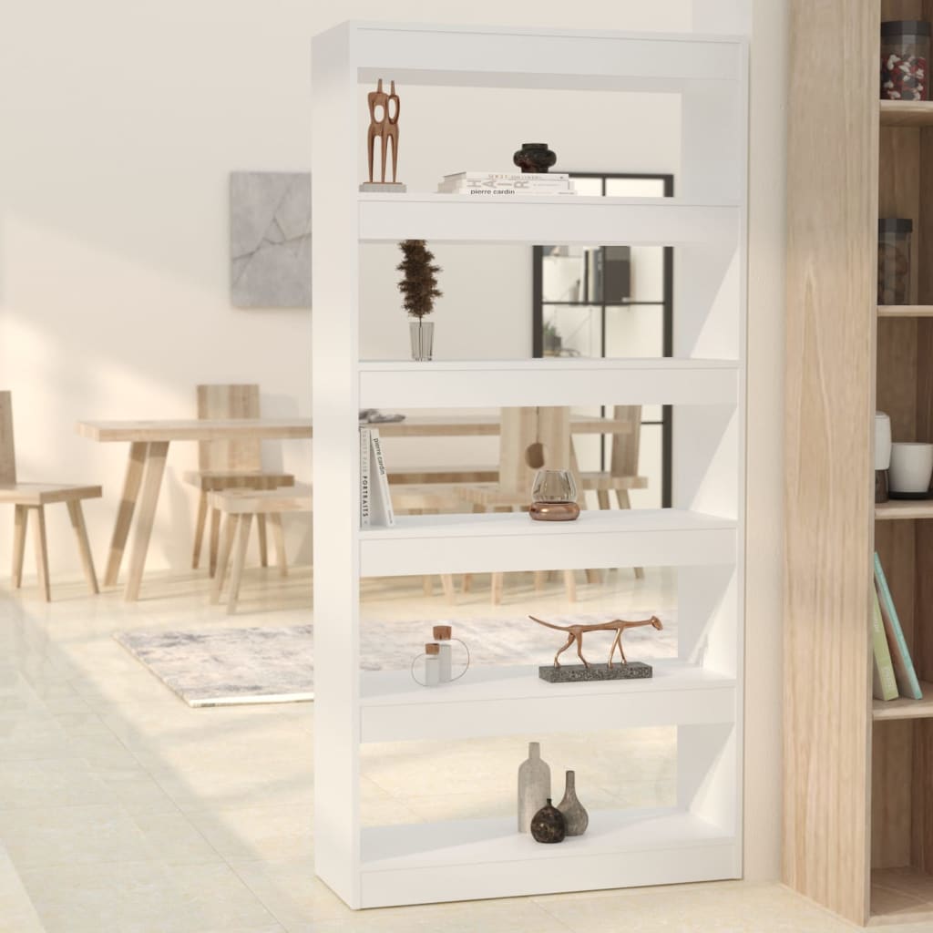 Bookcase/room divider white 80x30x166 cm wood material
