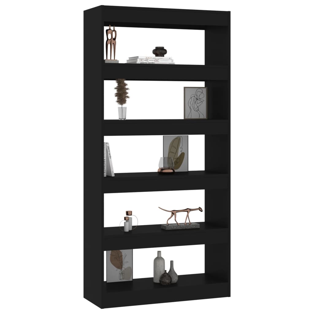 Bibliothèque/séparateur de pièce noir 80x30x166 cm matériau bois