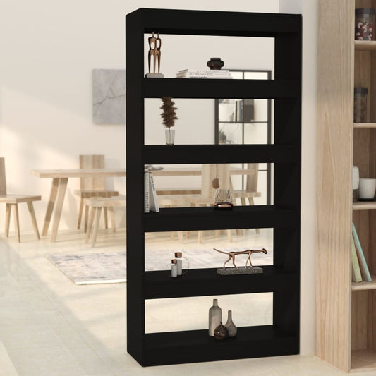 Bibliothèque/séparateur de pièce noir 80x30x166 cm matériau bois